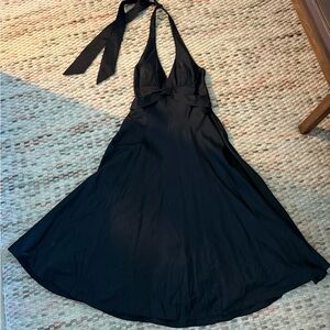 Nicole Miller Black Backless Halter Dress